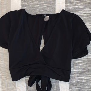 Black Tie Back Crop Top